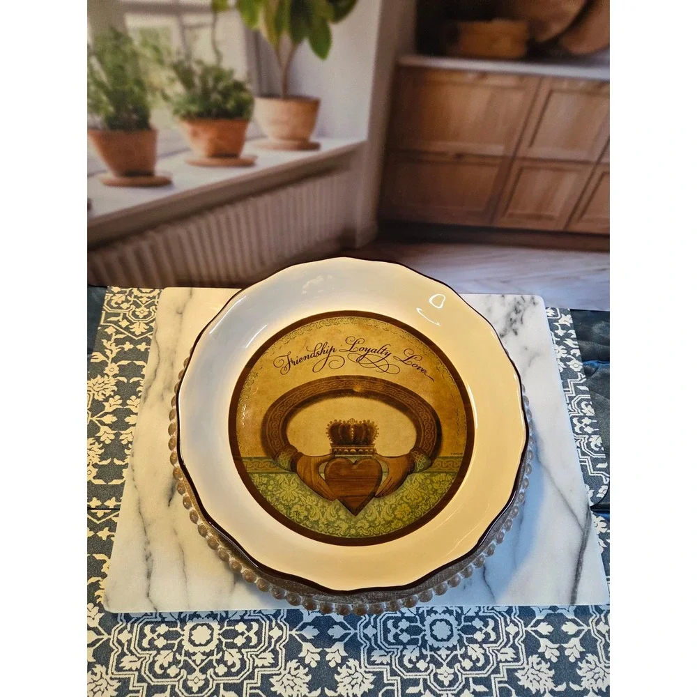 Abbey Press Irish Claddagh Serving Bowl Friendship Loyalty‎ Love Ceramic 11 Inch
